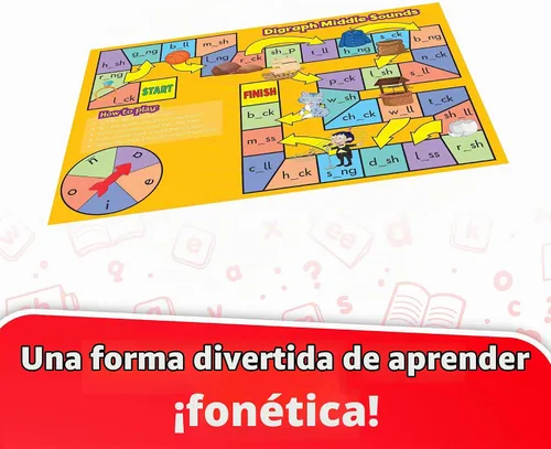 Vista 2 de Junior Learning Phonics - Juego de juegos de mesa, 6 contadores, edades de 4 a 5 años, habilidades lingüísticas, pre K-K, mediano