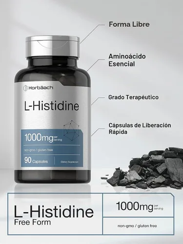 Vista 3 de Horbäach L-Histidina 1000mg 90 Cápsulas Grado farmacéutico