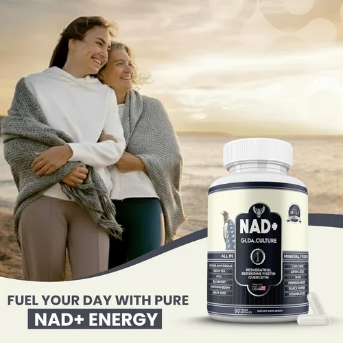 Vista 9 de Suplemento NAD+ 18 en 1 con resveratrol berberina quercetina fisetina ácido lipoico curcumina Vitamina D3 K2 para energía celular Apoyo