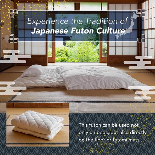 Vista 5 de Colchón de futón japonés, fabricado en Japón, individual XL