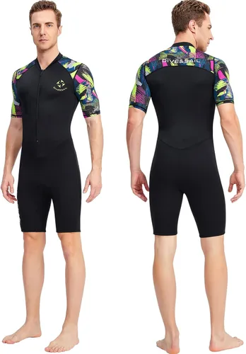 Vista 2 de DIVE & SAIL Traje de neopreno corto de 0.059 in para adultos, para buceo, natación, surf, canoa