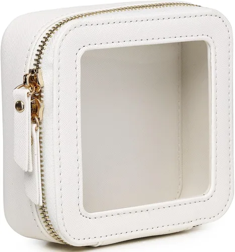 Vista 17 de Pinkmik Pequeña bolsa de maquillaje, mini estuche transparente para maquillaje y neceser con cremallera, organizador de bolsos para mujer
