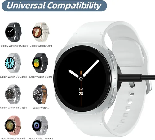 Vista 2 de Cargador de reloj compatible con Samsung Galaxy Watch 8/8 Classic/7/Ultra/6/6 Classic/5/5 Pro/4/4 Classic/3/Active2/Active 1, cable de carga