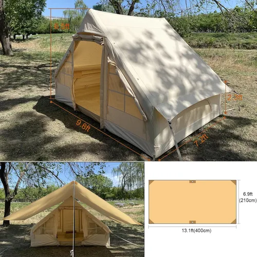 Vista 6 de Tienda de campaña inflable impermeable con bomba y mosca de lluvia, tienda inflable al aire libre para acampar para 2-3 personas