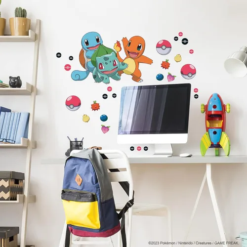 Vista 3 de RoomMates RMK5361GM Calcomanías de pared gigantes pegar y pelar Pokémon Squirtle, Charmander y Bulbasaur