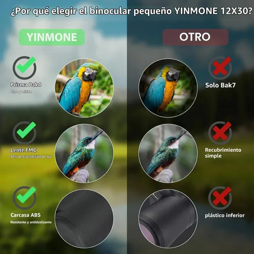 Vista 6 de Prismáticos compactos de 12 x 30 para adultos y niños, observación de aves