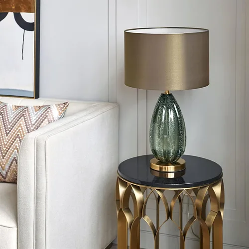 Vista 5 de LED Desk Lamp Post-Modern Style Desk Lamps with Green Glass for Living Room, Bedroom, Office. Nightstand Lamp Desk Lamp Large Vintage Table Lamp for