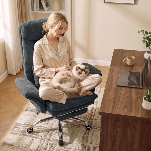 Vista 10 de Silla de oficina entrecruzada, reposabrazos abatibles para mascotas y patas Blanco