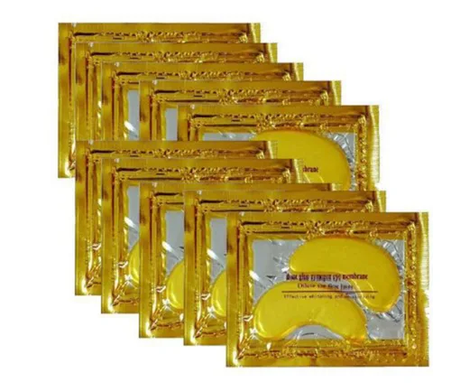 Vista 4 de Hitece por 10/20/30/50/60/80/100 pares al mayor, parche de hoja de oro de 24 Quilates, polvo gel, colágeno para ojos. Máscara anti envejecimiento