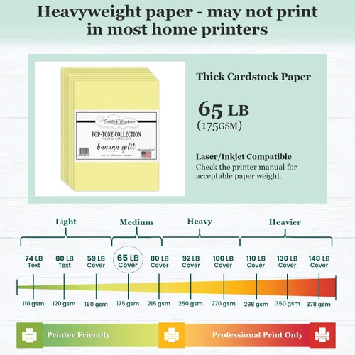 Vista 5 de Cardstock Warehouse Pop-Tone Banana Split Yellow Cardstock Paper – 50 hojas, 8.5 x 11 pulgadas – 65 libras / 175 GSM Cartulina amarilla premium