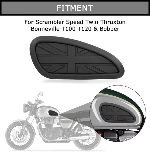 Vista 2 de Protector de depósito de combustible para Bonneville T100 T120 – Rodilleras adhesivas PSLER para depósito de gasolina Scrambler Speed Twin Thruxton