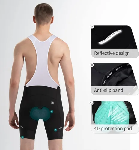 Vista 4 de Santic Pantalones cortos de ciclismo para hombre, acolchado 4D, transpirable, para ciclismo de carretera, ciclismo, ciclismo, ciclismo, gel de viaje