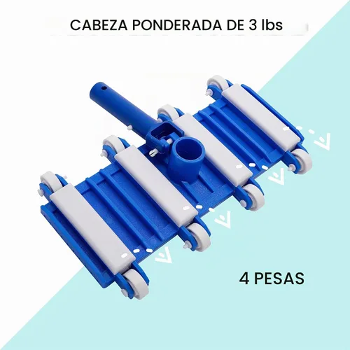 Vista 2 de Cabezal de aspiradora de piscina con ruedas, cabezal resistente de 14