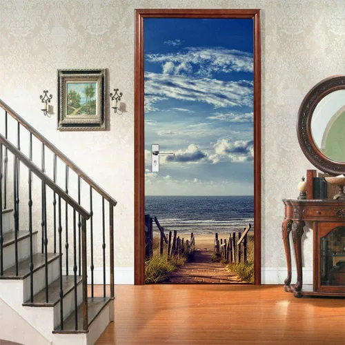 Vista 144 de Calcomanías 3D para puerta, murales para despegar y pegar, papel tapiz de caballo, calcomanías autoadhesivas extraíbles de PVC, impermeable, póster