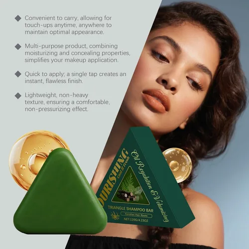 Vista 5 de Barra de champú triangular con extracto de hoja de Platycladus Orientalis, hoja de menta y glicerina, nutrición de raíces del cabello y limpieza