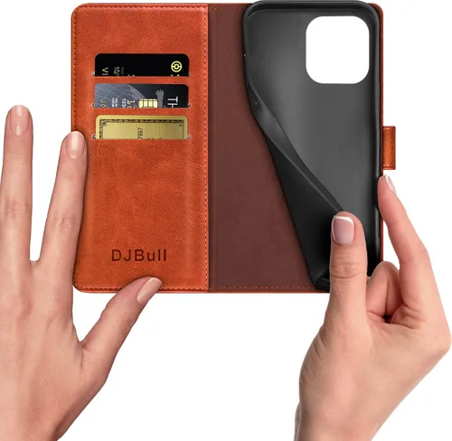 Vista 5 de DJBull Funda tipo cartera para iPhone 14 Pro Max 5G de 6.7 pulgadas con tarjetero de crédito, bloqueo RFID, funda de piel sintética a prueba