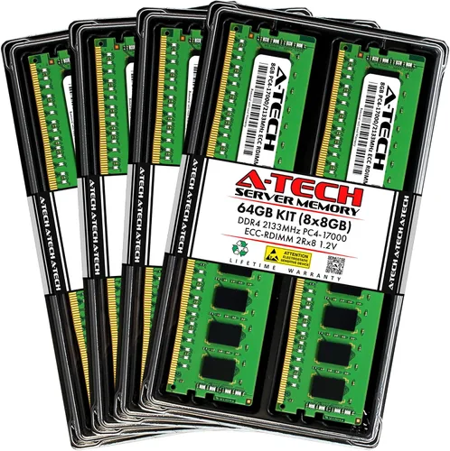 Vista 86 de A-Tech 4GB DDR4 2133MHz PC4-17000 ECC RDIMM 1Rx8 Single Rank 1.2V ECC Registered DIMM de 288 pines Módulo de actualización de memoria RAM