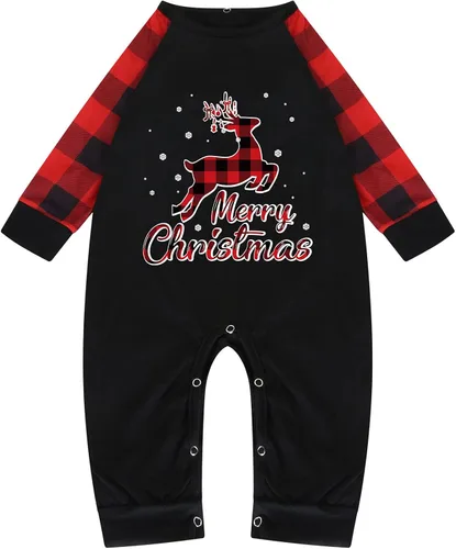 Vista 5 de Pijamas de Navidad para la familia, conjunto a juego de camisetas de manga larga y pantalones, camisones navideños con Feliz Navidad