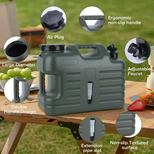 Vista 9 de Jarra de agua para acampar de 5 galones con bomba automática plegable, contenedor de agua para campamento a prueba de fugas sin BPA con espiga