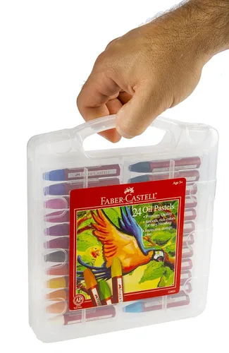 Vista 3 de Faber-Castell Pasteles de aceite mezclables en estuche de almacenamiento duradero, 24 colores vibrantes, pasteles no tóxicos para niños