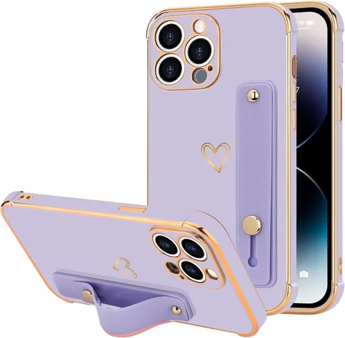 Vista 61 de LLZ.COQUE Funda compatible con iPhone 12 para mujeres y niñas, parachoques chapado de lujo con bonito diseño de corazón de amor, soporte de correa