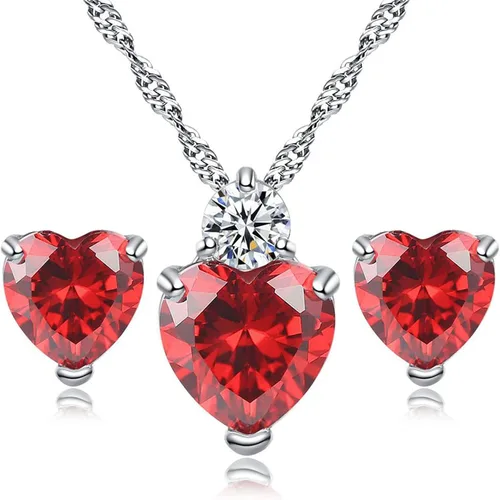 Vista 3 de Conjunto de joyas de boda Joyería Ligero de larga duración Stud Pendientes Collar Decoración Estilo Coreano Rojo, Diamante de imitación