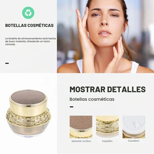 Vista 7 de OSALADI - Botella vacía de crema facial (1.06 oz, espejo dorado, compacto)