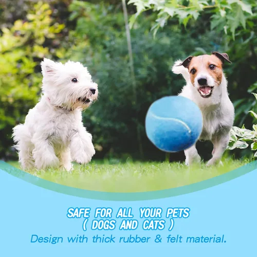 Vista 2 de susu & wuwu Pelota de tenis gigante para perros, pelota de tenis grande amarilla para perro, regalo de cumpleaños, pelotas de juguete para mascotas