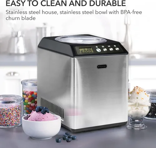 Vista 4 de Whynter ICM-201SB - Máquina de helado con compresor automático vertical de 2.1 cuartos de galón con cuenco de acero inoxidable en negro y libro