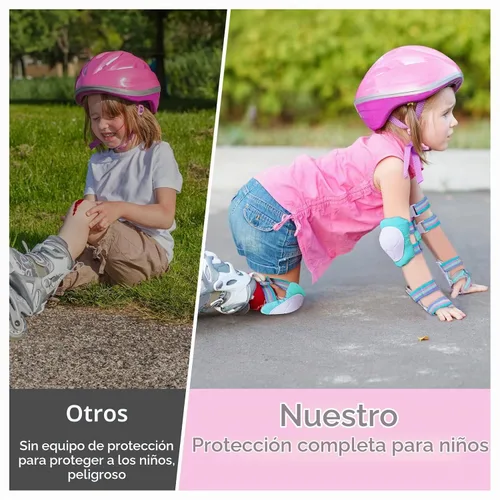 Vista 2 de FIODAY Rodilleras para niños, rodilleras y coderas, protectores de muñeca, juego de equipo de protección ajustable para niñas y niños, patinaje