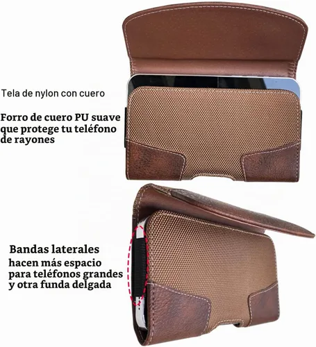 Vista 5 de Funda de cuero para teléfono con trabilla para cinturón para iPhone 16 Pro 15 Pro 14 Pro, 13 Pro, 12, 11, Xr, Galaxy S23, S22, S21 FE, S21, S20