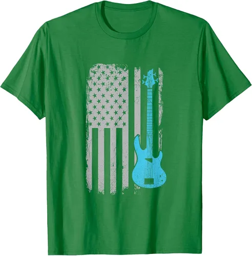 Vista 38 de Electric Bass Guitar Player American Flag Musician T-Shirt Asphalt Grey