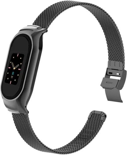 Vista 2 de Correa de reloj de metal compatible con Fitbit Luxe/Luxe SE de acero inoxidable con marco de bisel protector con diseño de malla de correa de muñeca