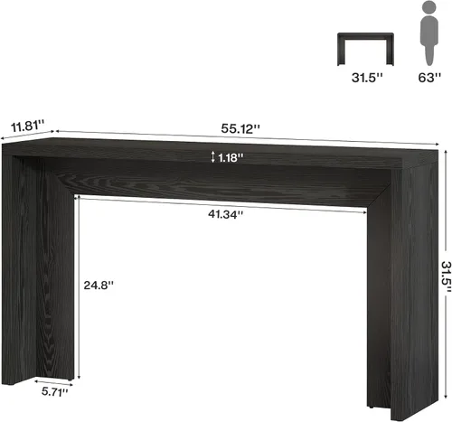 Vista 2 de Tribesigns Mesa consola de granja, mesa de sofá de madera de 55 pulgadas con almacenamiento para entrada, vestíbulo, pasillo, sala de estar, fácil