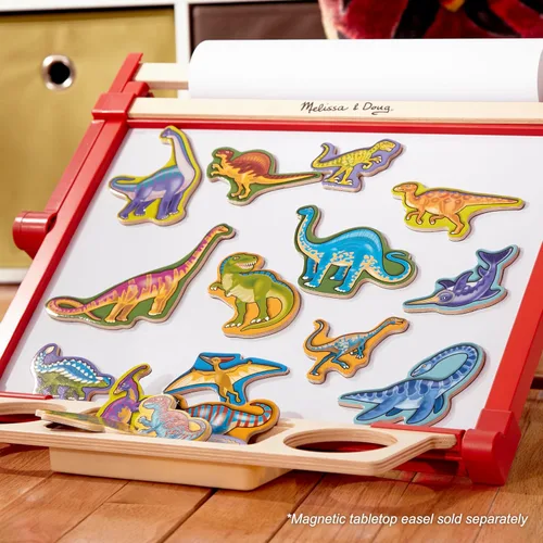Vista 9 de Melissa & Doug Dinosaurios de madera magnéticos en una caja de almacenamiento de madera (20 piezas)