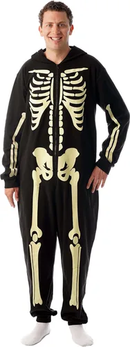 Vista 3 de followme - Traje de esqueleto que brilla en la oscuridad para toda la familia pijama de mameluco