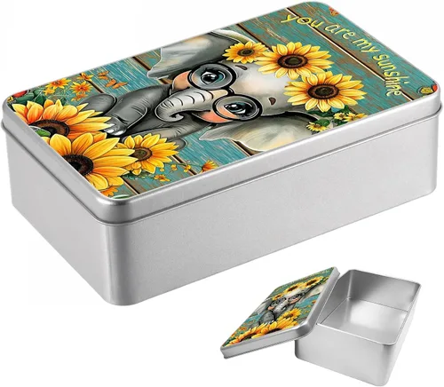 Vista 11 de Caja de lata de metal con tapa, contenedor de almacenamiento rectangular vacío de hojalata, estuche de lata portátil ligero para manualidades