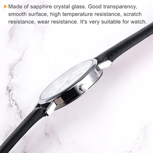 Vista 5 de uxcell 1.496 in Dia. Reloj cristal de zafiro lente cristalina, redondo plano 0.039 in espesor piezas de repuesto para relojero reparación