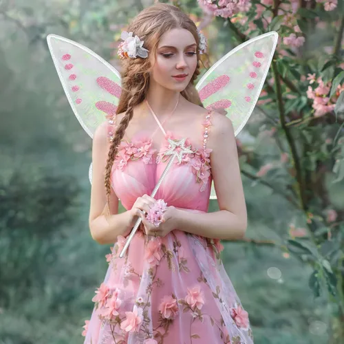 Vista 4 de quescu Alas de hadas para adultos, alas de mariposa para niñas, alas de ángel brillantes, disfraz de hada para mujer, disfraz de fiesta de Halloween