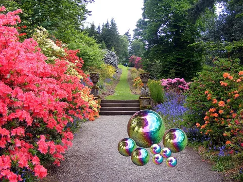 Vista 5 de Kunjocy Paquete de 8 bolas de acero inoxidable surtidas de 50 a 5.906 in, pequeños globos de observación de jardín, bolas de esfera reflectantes