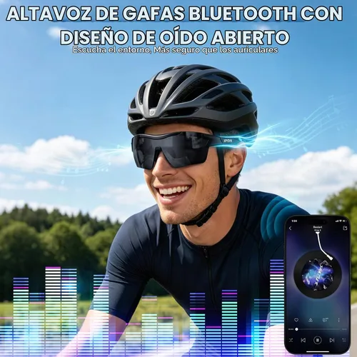 Vista 6 de Gafas de sol Bluetooth, gafas deportivas polarizadas con altavoces