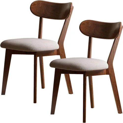 Vista 18 de JUSTONE Mid-Century - Juego de 2 sillas de comedor modernas de madera maciza con respaldo ergonómico, estilo granja para comedor (negro)