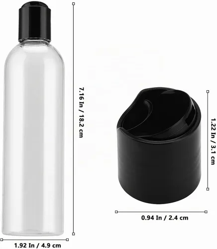 Vista 2 de Paquete de 40 botellas de plástico de 8 onzas con tapas superiores de disco, recipientes transparentes recargables de loción de viaje con tapa