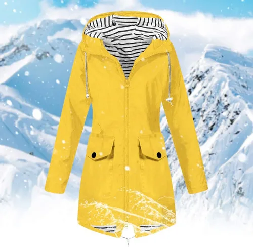 Vista 2 de Aniywn Chaqueta impermeable para mujer, con capucha, rompevientos, ligera, para viaje, con capucha, para exteriores, con capucha