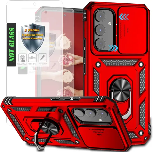 Vista 19 de Funda para Galaxy A26 con cubierta para lente de cámara, protector de pantalla HD, protección contra caídas de grado militar, soporte de anillo