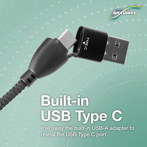 Vista 5 de BoxWave Cable compatible con Jabra Enhance Plus - MagnetoSnap PD AllCharge (100 W), carga magnética trenzada USB tipo C Micro - negro azabache