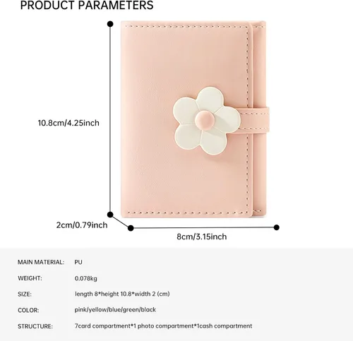 Vista 3 de LJCZKA Bonita cartera pequeña para niñas y mujeres, bloqueo RFID, piel sintética, tres plegadas, bolsillo para efectivo con tarjetero y billetera