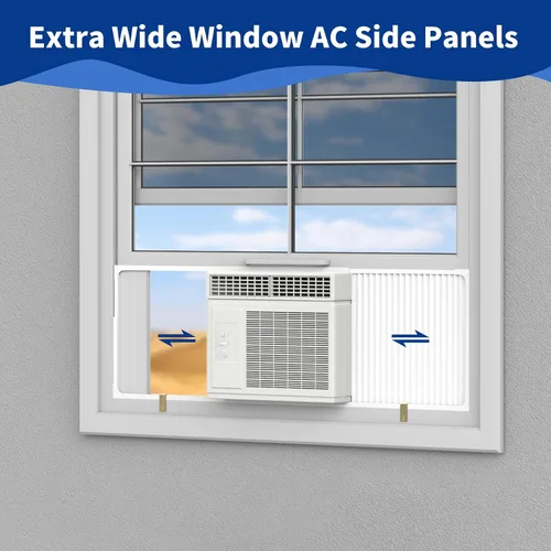 Vista 7 de Panel lateral de aire acondicionado de ventana con marco ajustable, kit universal de llenado de acordeón de CA para ventanas de 5000 ~ 14000 Btu