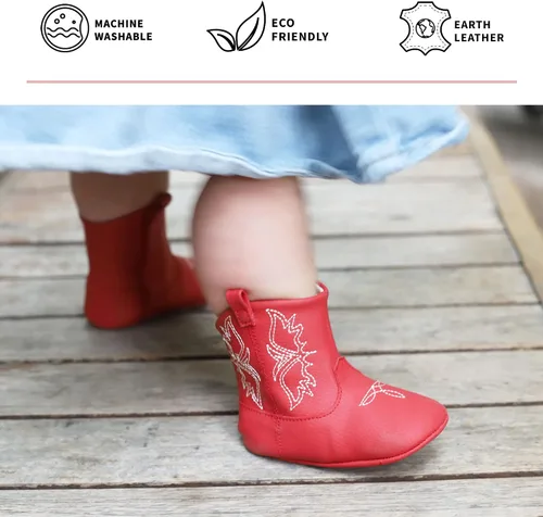 Vista 4 de JuJuBe Eco Steps - Western Boots for Babies & Infants - Machine Washable Vegan Leather Baby Shoes