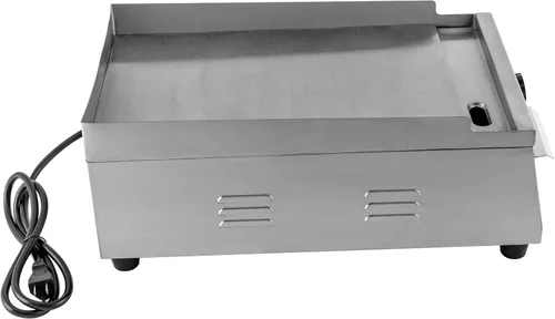 Vista 7 de Planchas comerciales – Plancha eléctrica antiadherente con parte superior plana para parrilla grande, placa caliente de acero inoxidable, ajuste